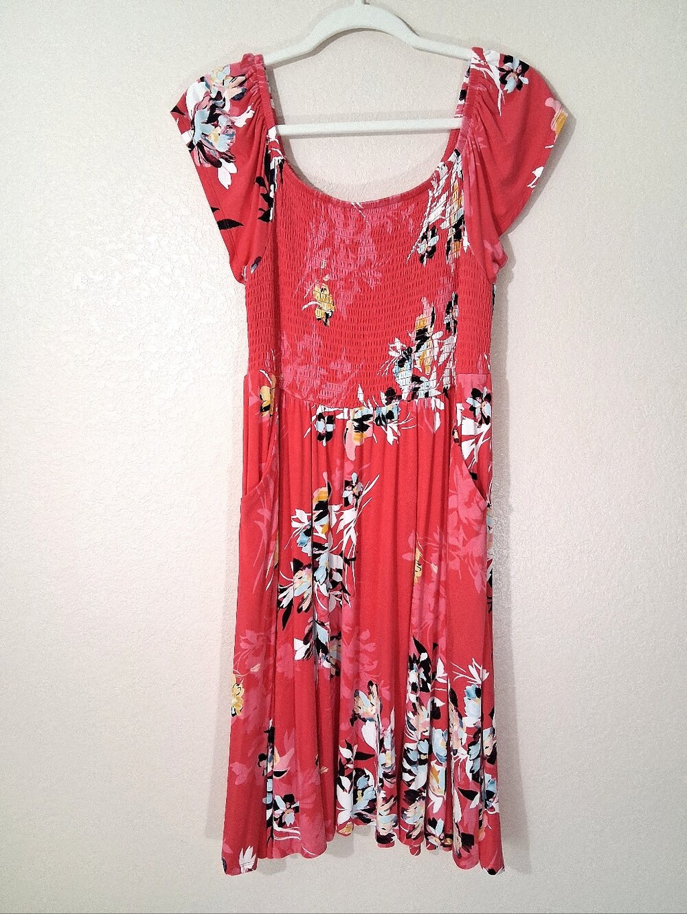 Torrid Super Soft Knits 1X Floral Off Shoulder Smocked Midi Dress Pink